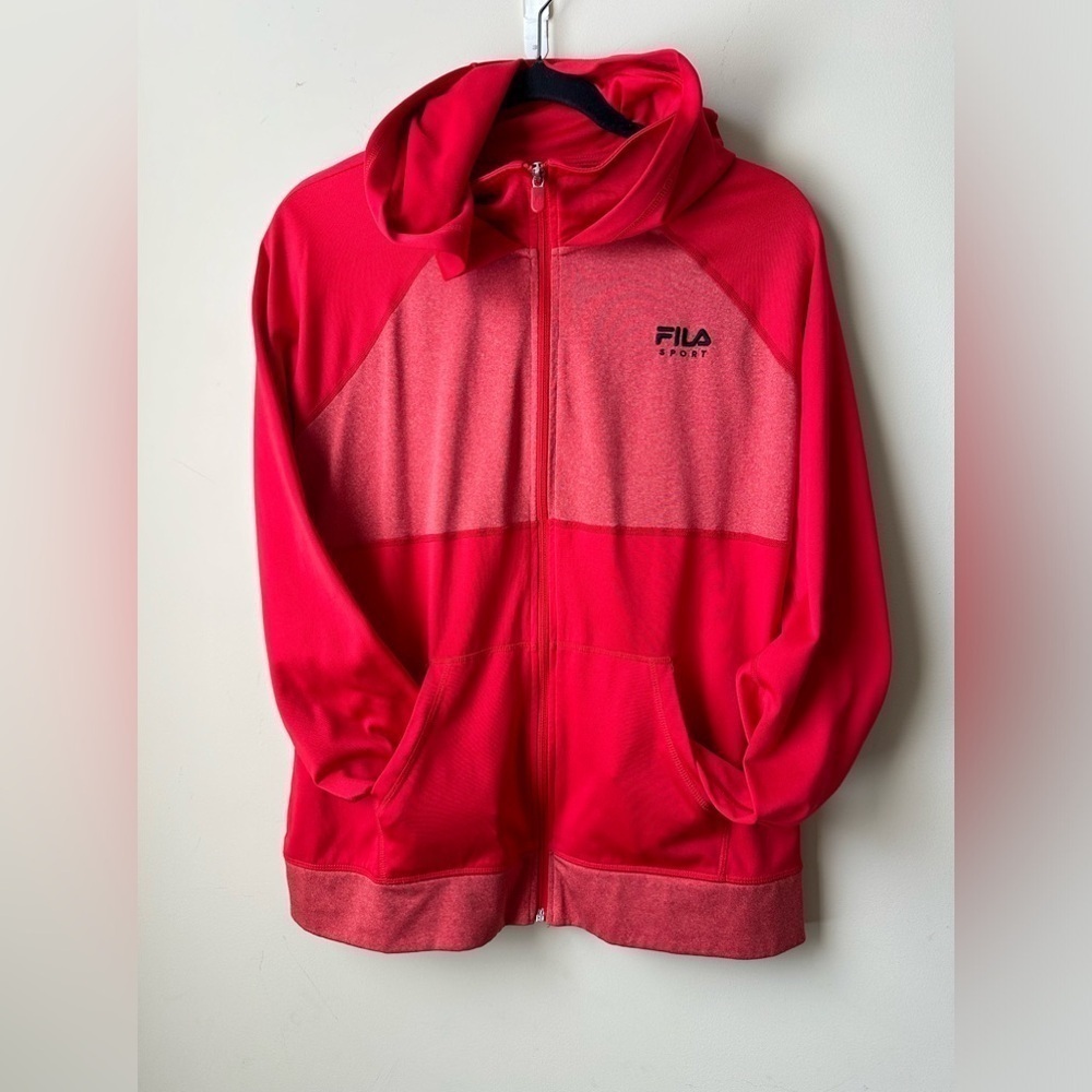 FILA Womens Red Sport Long Sleeve Pockets Athletic Full Zip Hoodie Sz XL